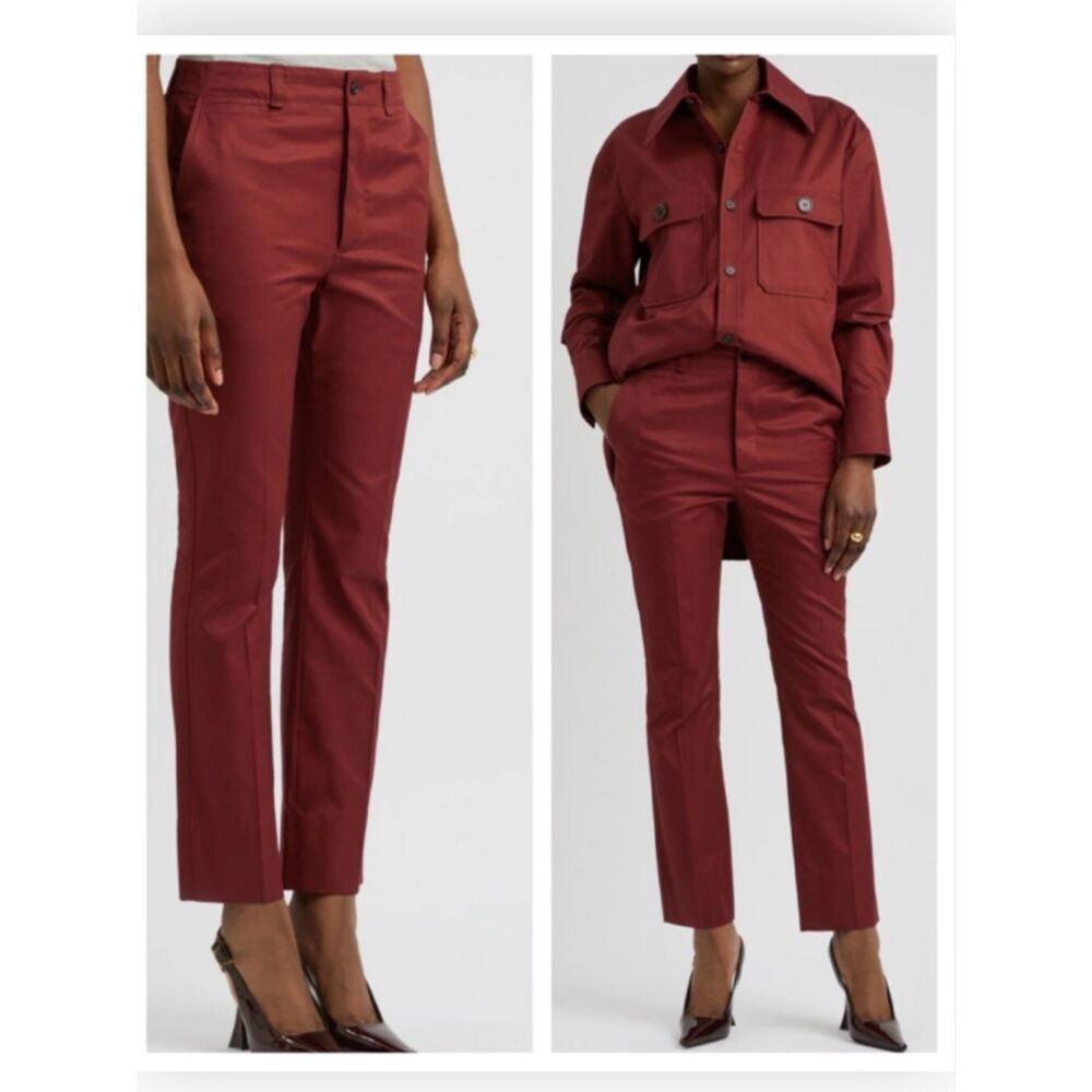 Saint Laurent Burgundy Cotton Trousers NWT $1383